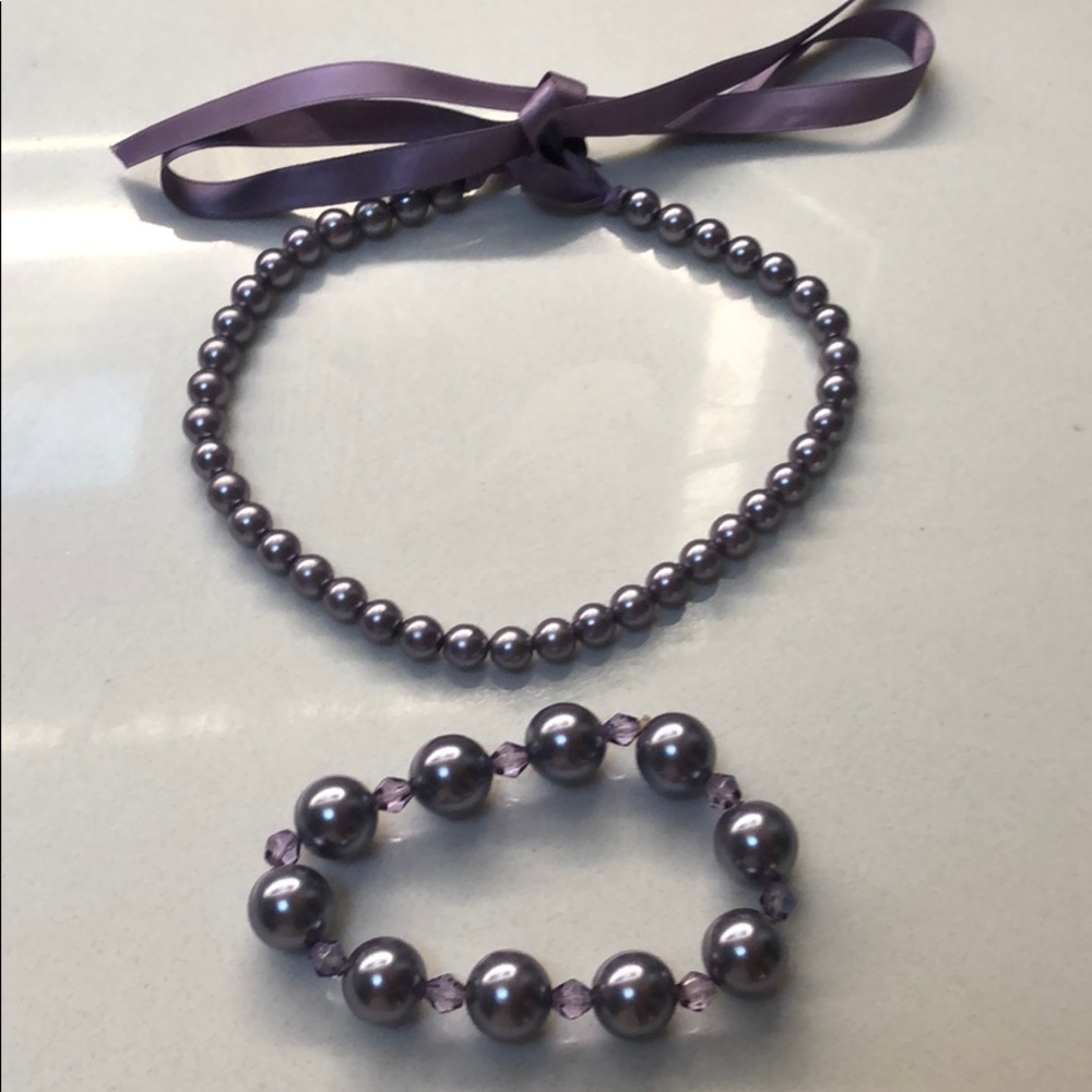 Necklace purple pearl with matching bracelet